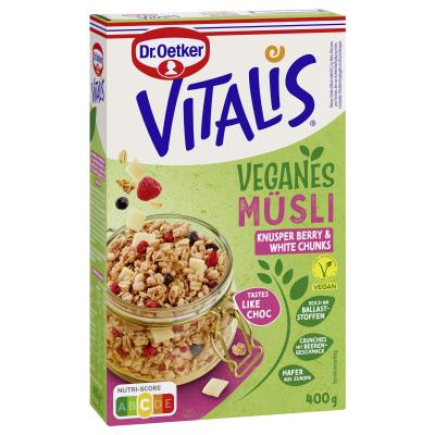 Dr. Oetker Vitalis Vegan Knusper Berry White Chunks 400g