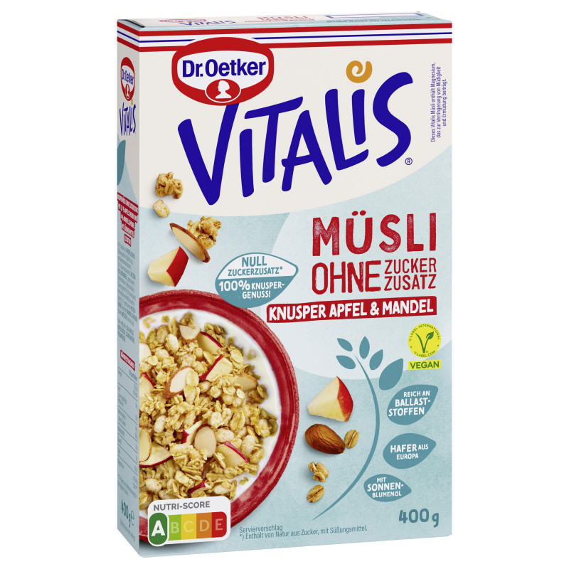Dr. Oetker Vitalis O. Zuckerzusatz Kns. Apf.&Mandel 400g