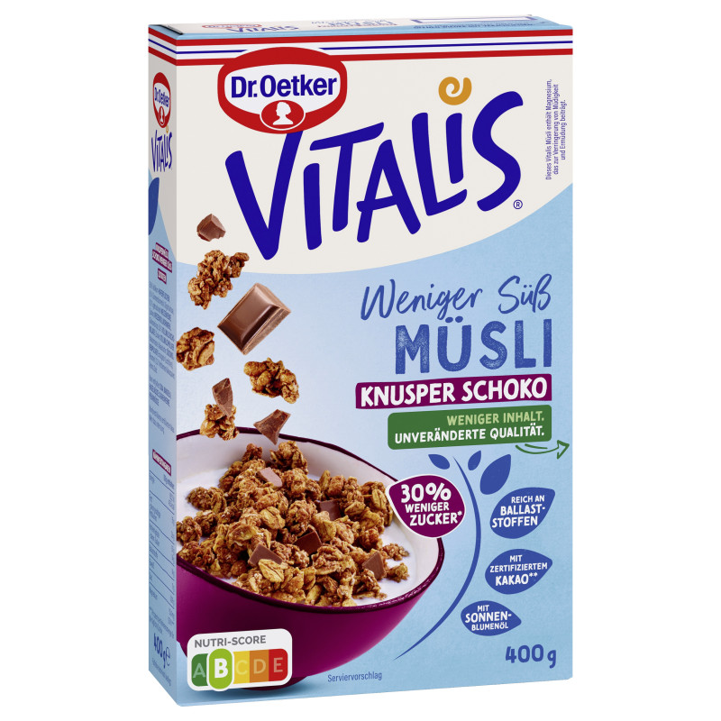 Dr. Oetker Vitalis Weniger süß Knusper Scho. RAC MB 400g