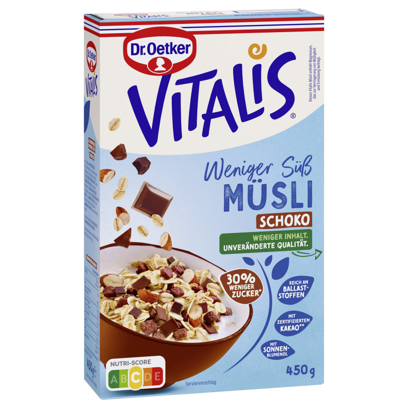 Dr. Oetker Vitalis Less Sweet Chocolate Muesli RAC MB 450g