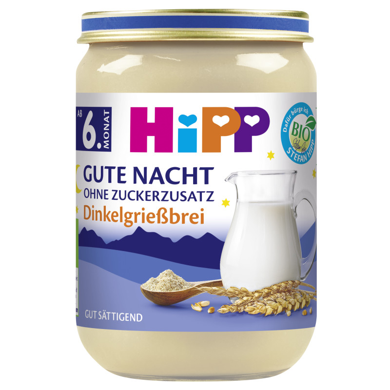 HiPP Bio Good Night, Spelt Semolina Porridge, without added sugar, 190g