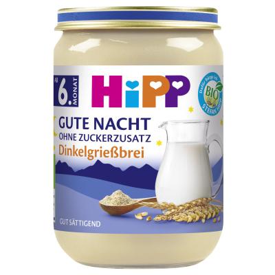 HiPP Bio Gute Nacht, Dinkelgrießbrei, ohne Zuckerzusatz, 190g