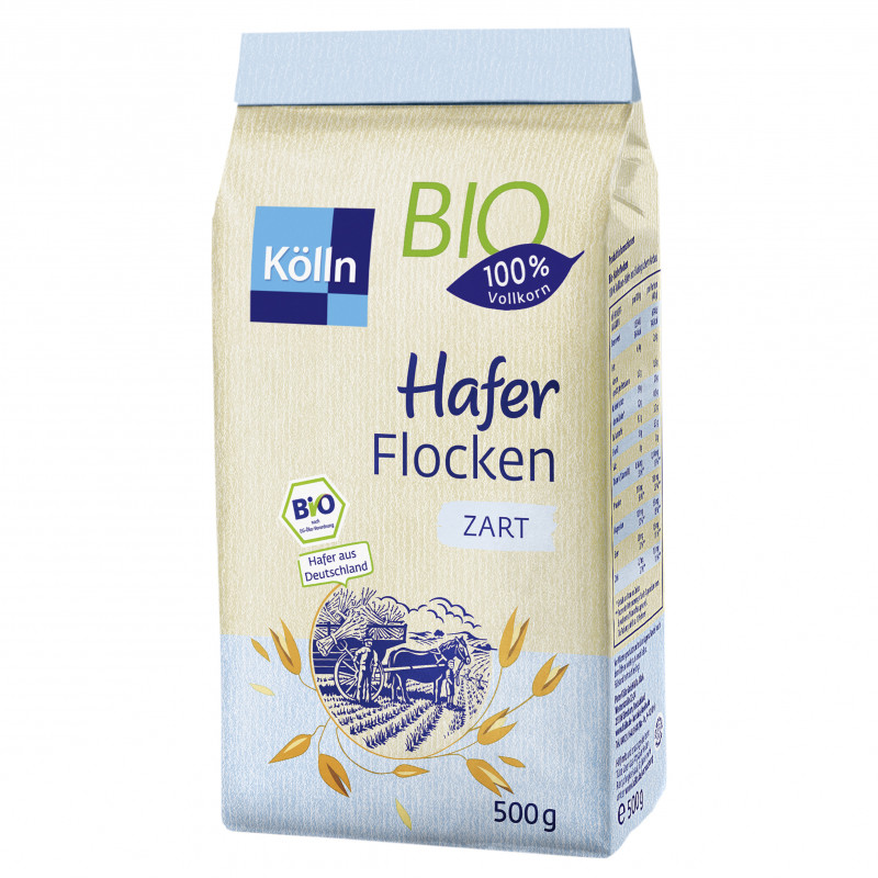 Kölln Organic Oat Flakes Gentle 500g, 100% Whole Grain Oats