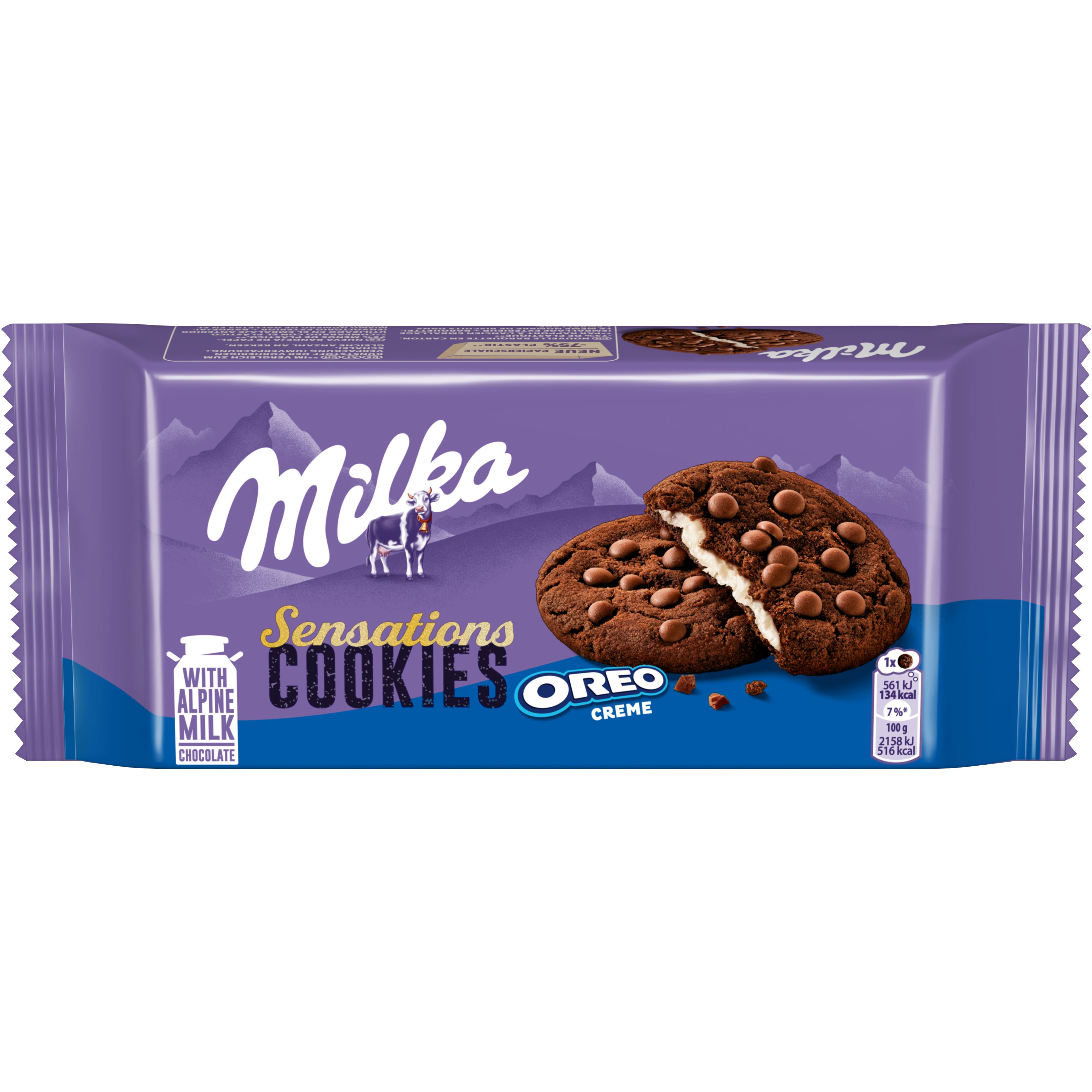 Milka Kakaokekse mit Alpenmilch Schokoladenstückchen und Vanillefüllung 156g