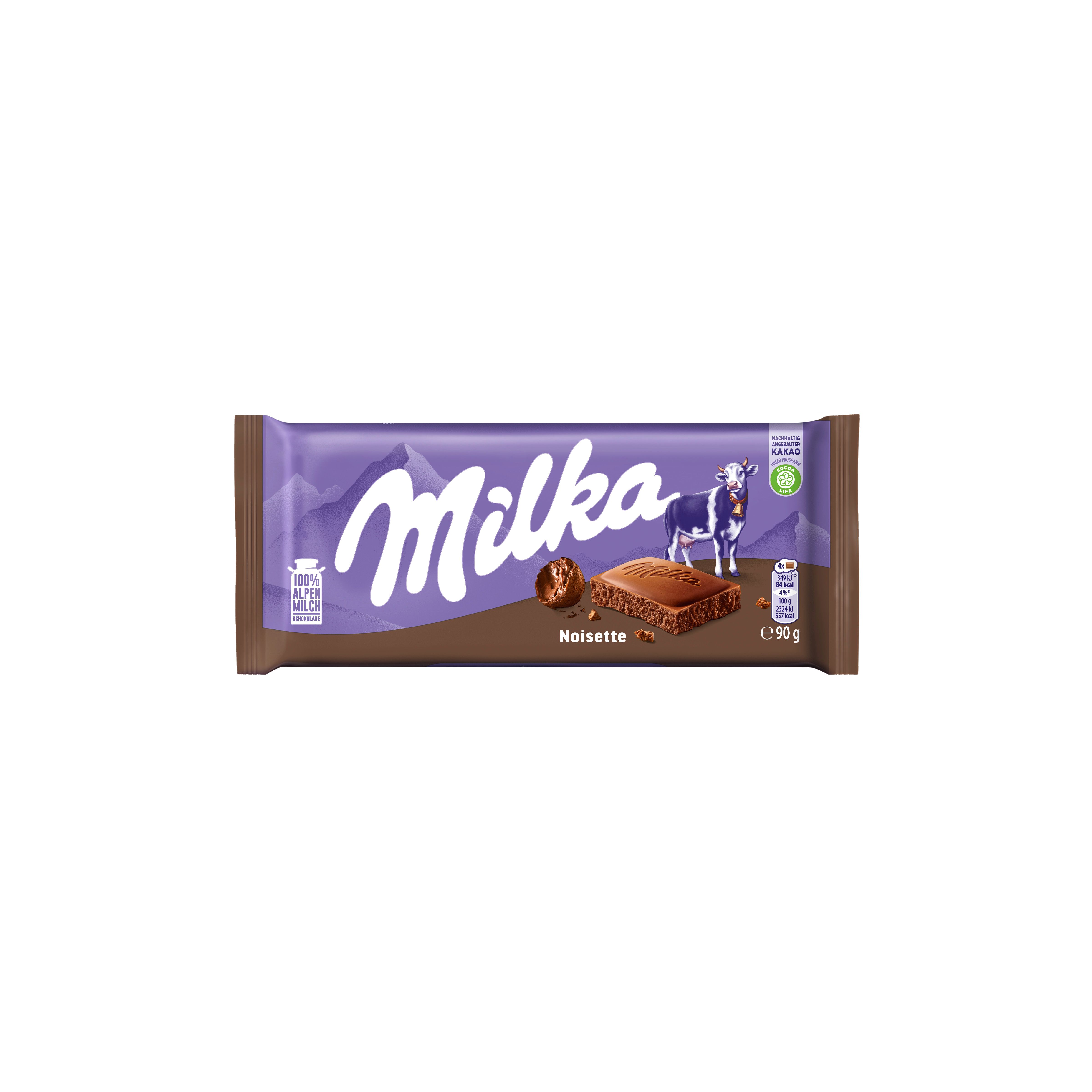 Milka Alpine Milk Chocolate with Hazelnut 90g