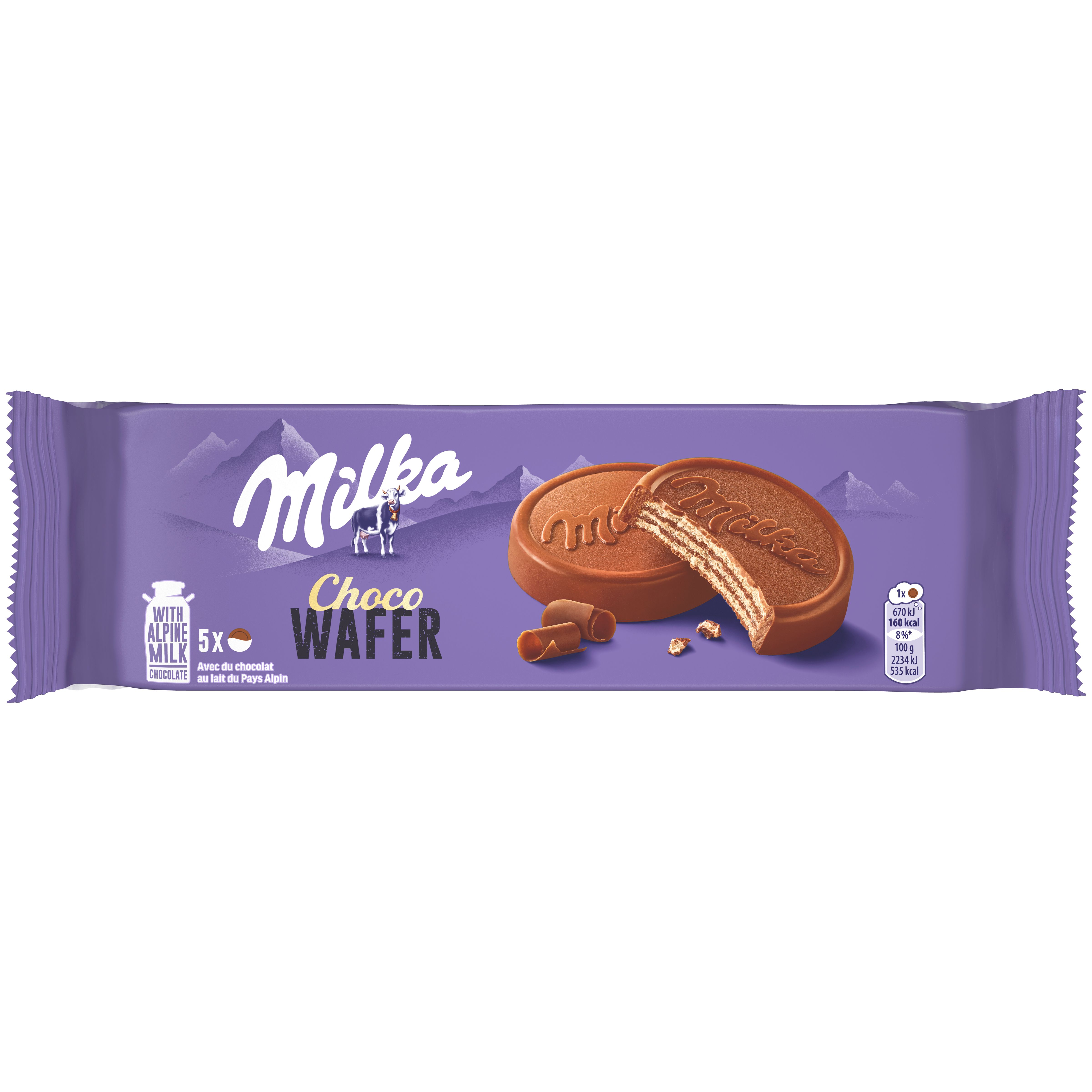 Milka Waffel mit Kakaokrem und Alpenmilch Schokolade 150g