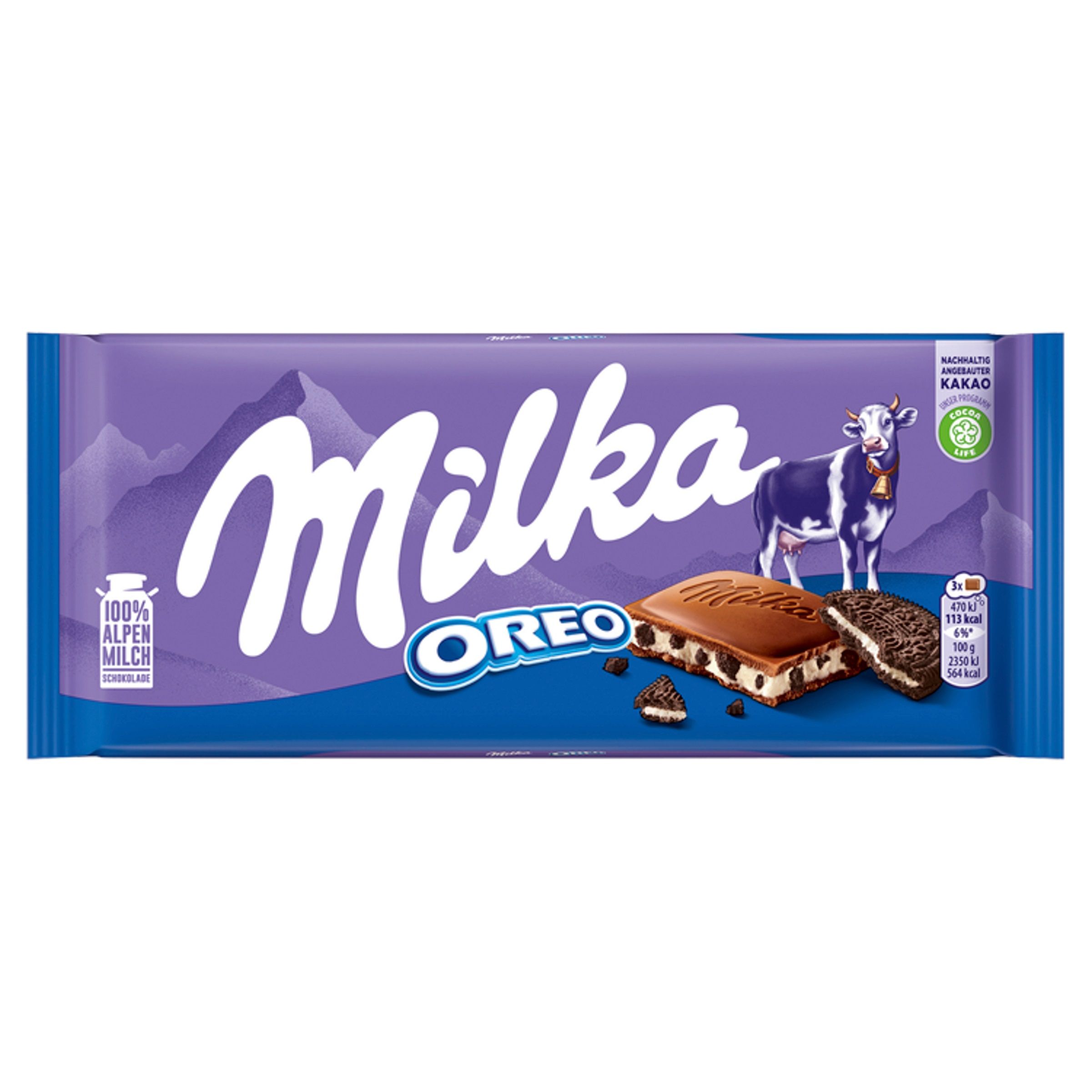 Milka Alpenmilch Schokolade mit Kakaokeks und Milchcrème 100g