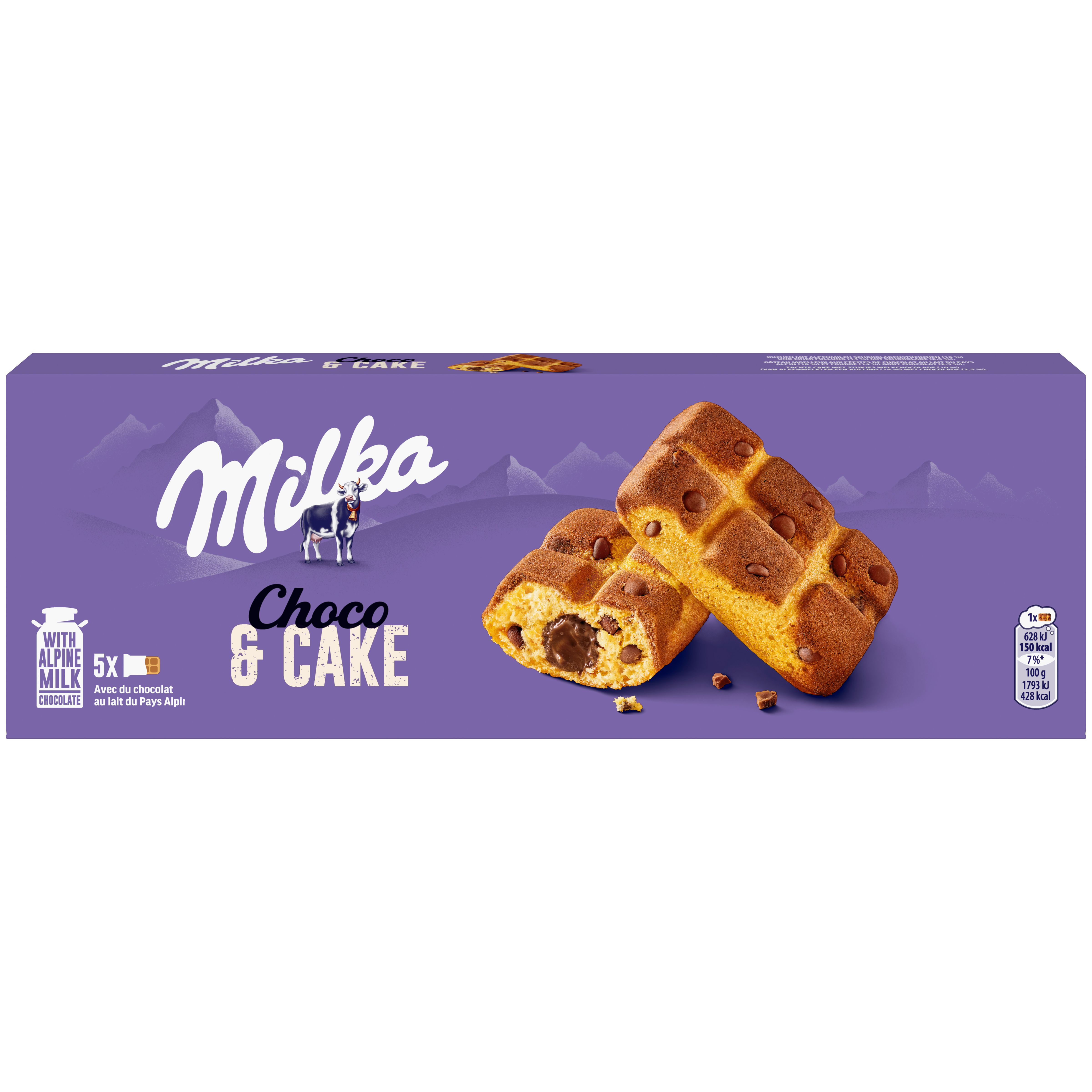 Milka Kuchen mit Alpenmilch Schokoladenstückchen und Schokoladenfüllung 175g
