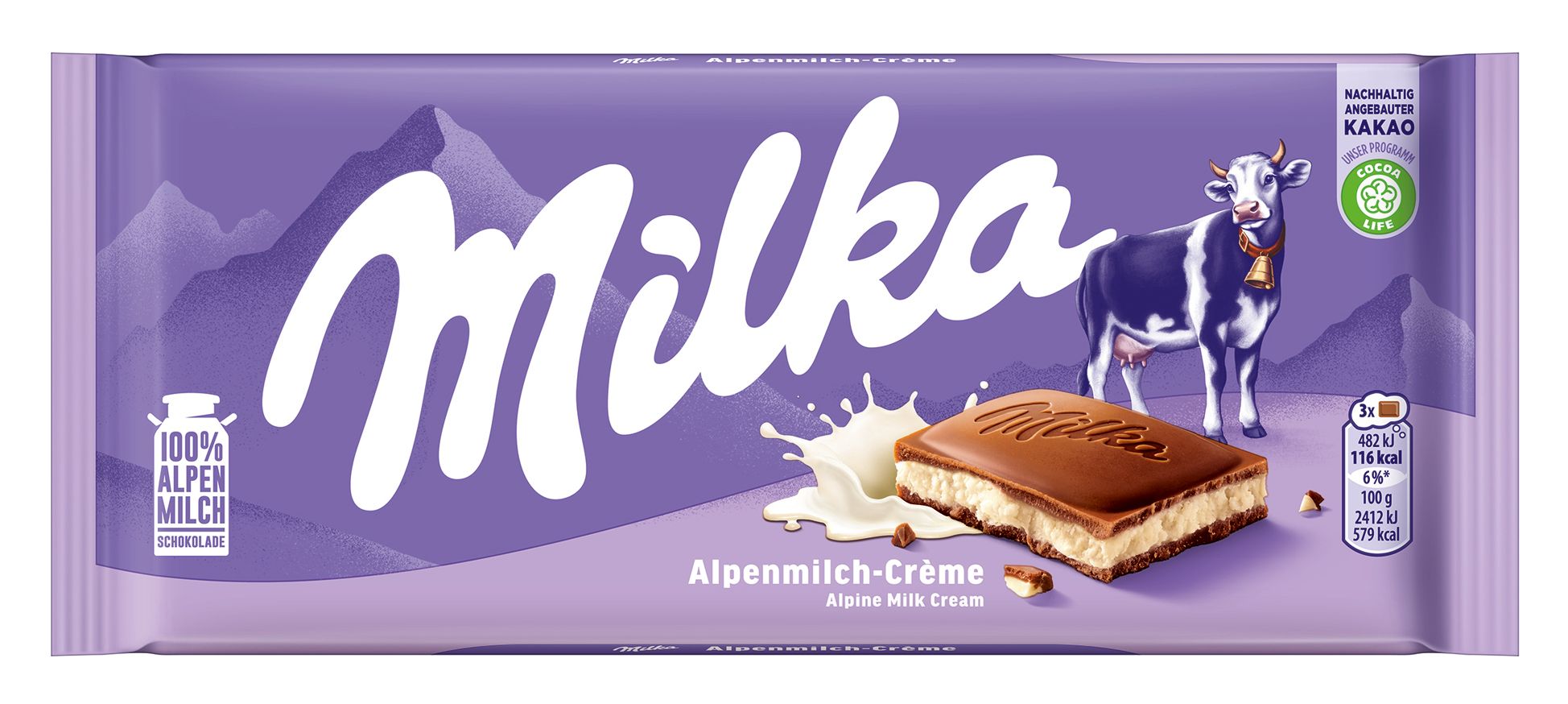 Milka Alpenmilch Schokolade mit Milchcrèmefüllung 100g