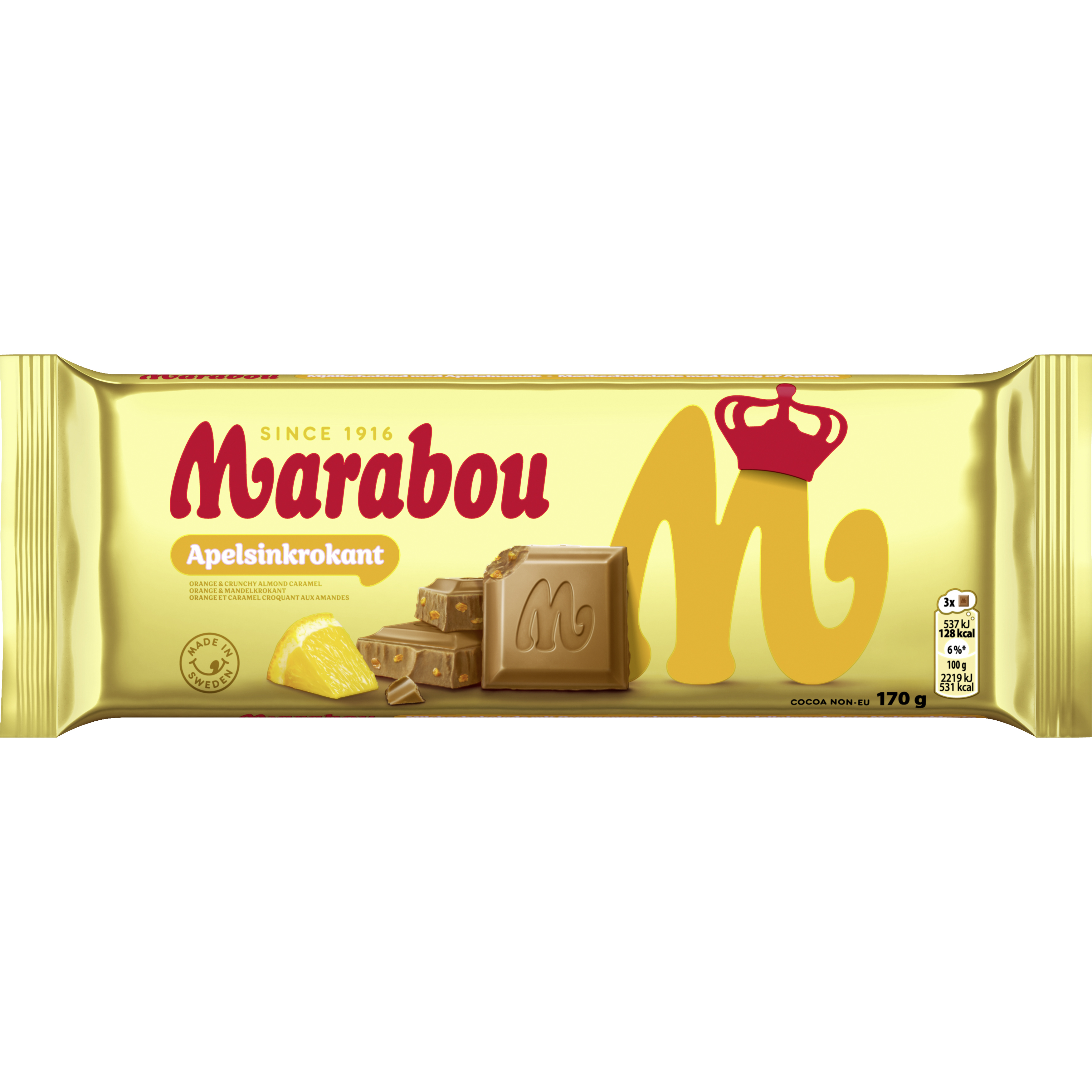 Marabou Tablet Orange Flavour with Cornflakes and Almond Caramel 170g
